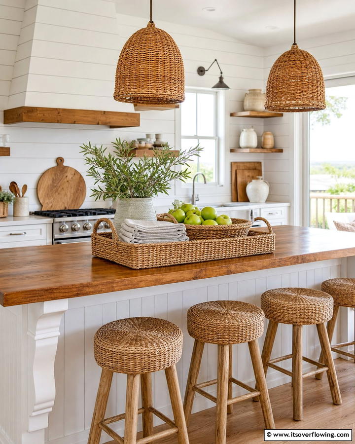 Woven Baskets with Textures - 20 Kitchen Island Centerpiece Ideas for a Stunning Look