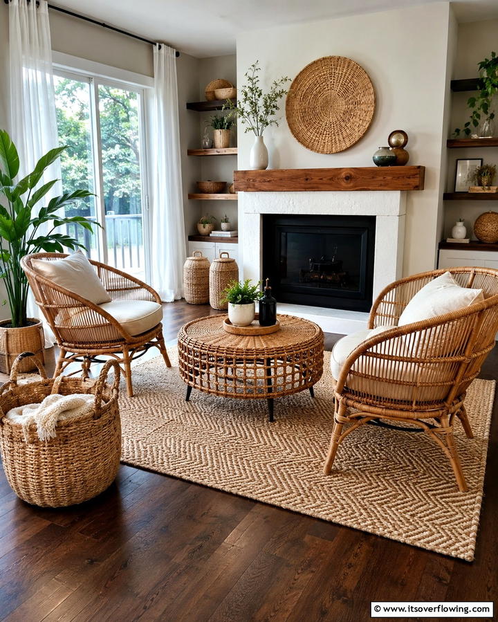Woven Furniture and Accessories - 25 Moody Boho Living Room Ideas for a Cozy Vibe