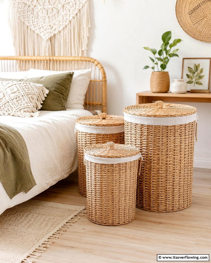 Woven Laundry Baskets with Lids - 25 Laundry Basket Storage Ideas for a Tidy Home