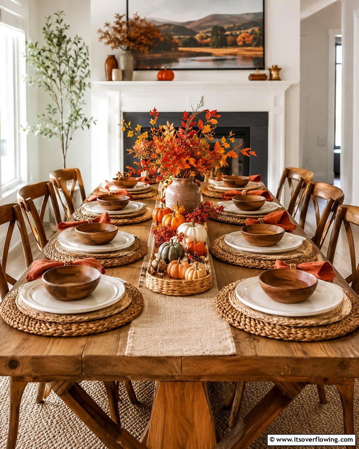 Woven Placemat Layers - 25 Fall Table Decor Ideas for a Seasonal and Festive Dining Experience