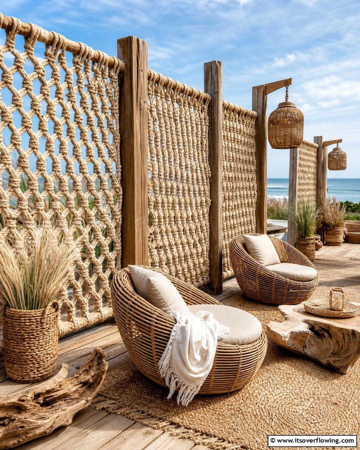 Woven Rope Privacy Wall - 20 Deck With Privacy Wall Ideas for Cozy Spaces