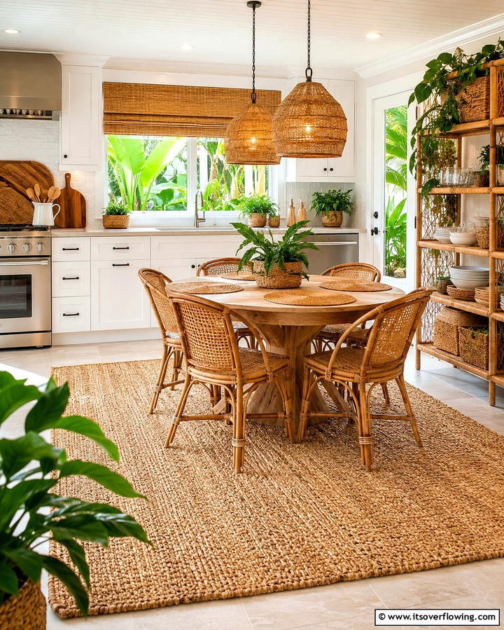 Woven Textiles and Rugs - 20 Tropical Kitchen Ideas for a Vibrant Look