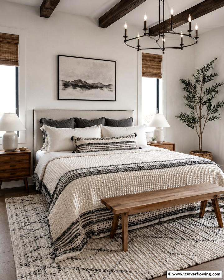 Woven Texture Bedspread - 30 Moody Dark Boho Bedroom Decor Inspirations for Cozy Nights