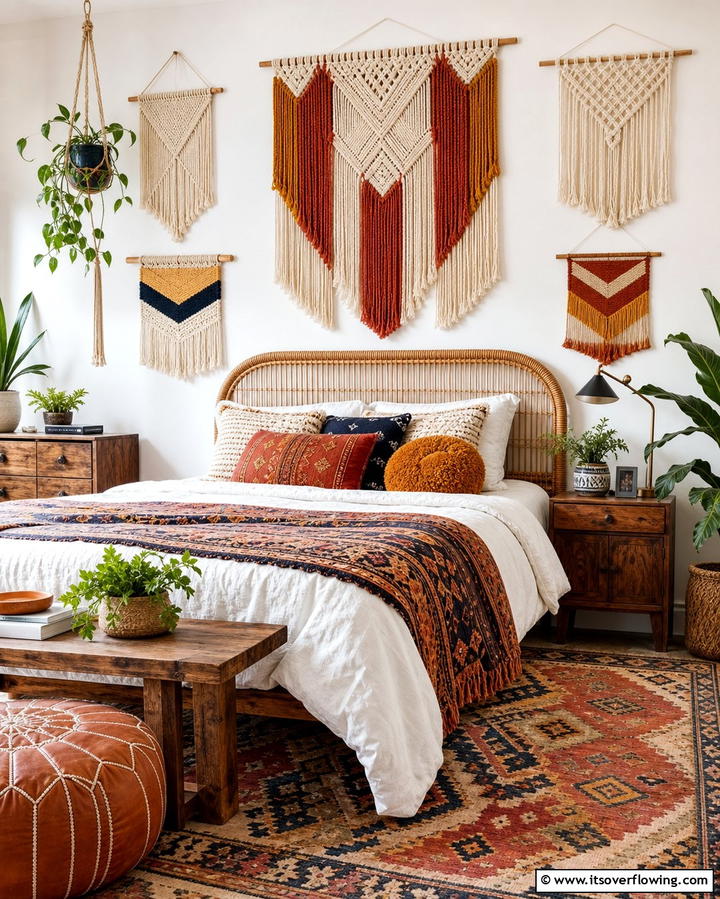 Woven Wall Hangings - 25 Colorful Boho Bedroom Ideas for a Cozy Retreat