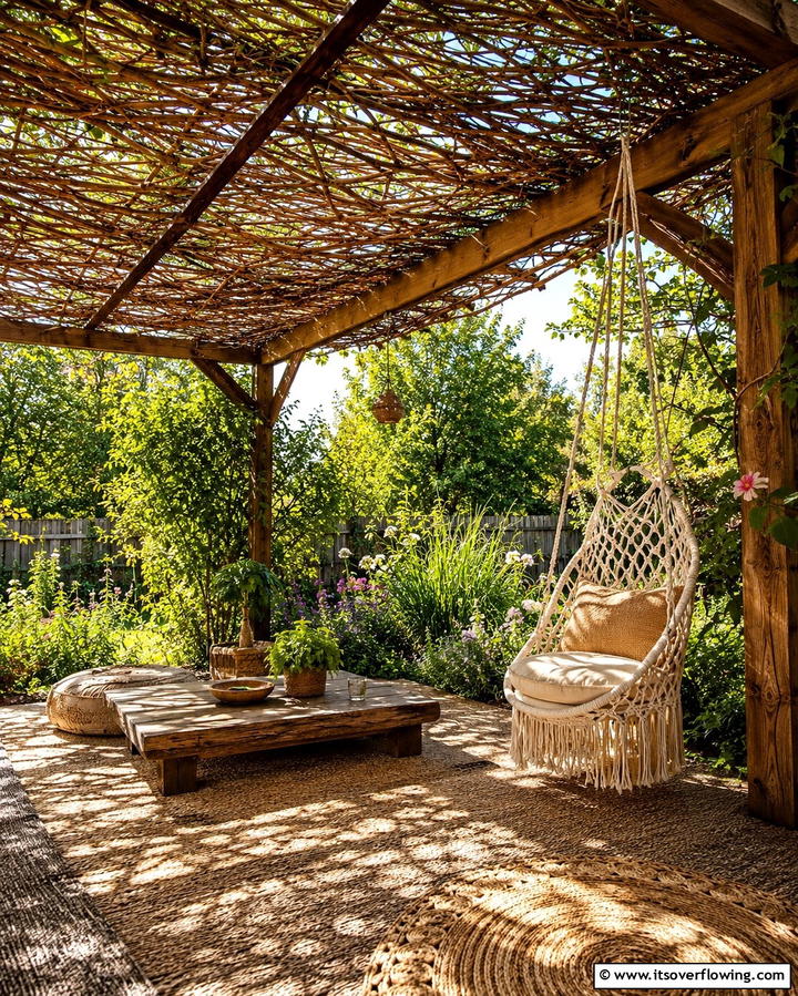 Woven Willow Branch Covers - 25 Pergola Cover Ideas for Stylish Outdoor Living Spaces