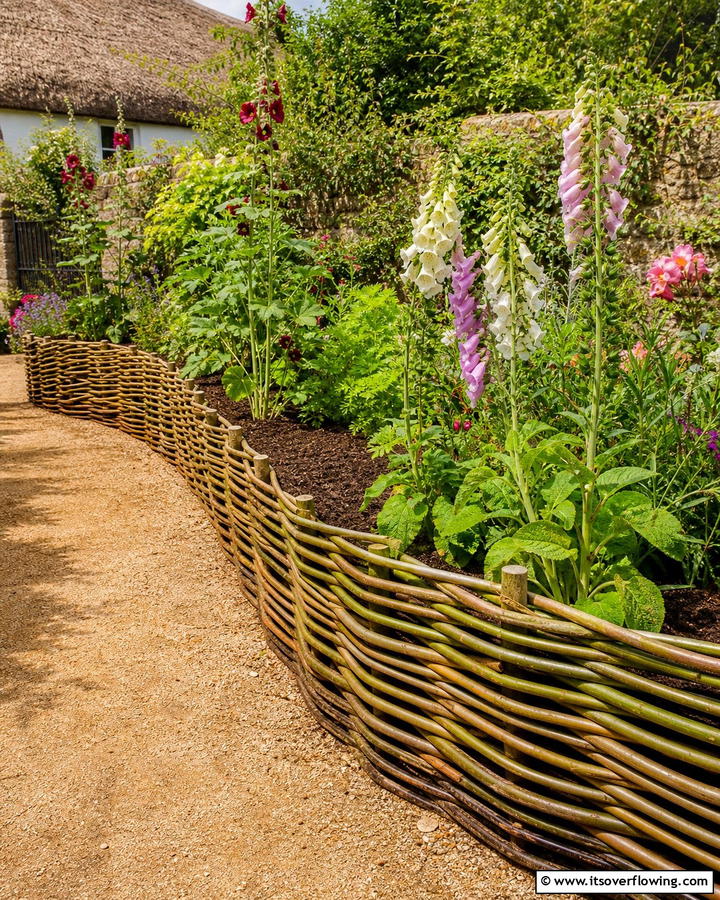 Woven Willow Edging for Mulch - 20 Mulch Edging Ideas to Define and Beautify Your Garden Beds
