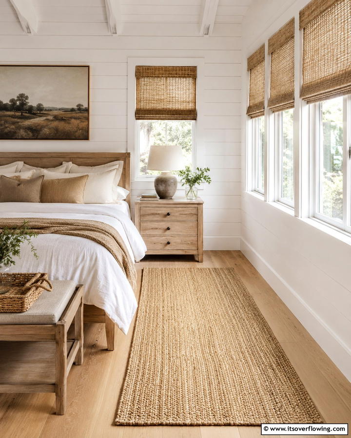 Woven or Burlap Textiles - 30 Charming White Farmhouse Kitchen Inspirations