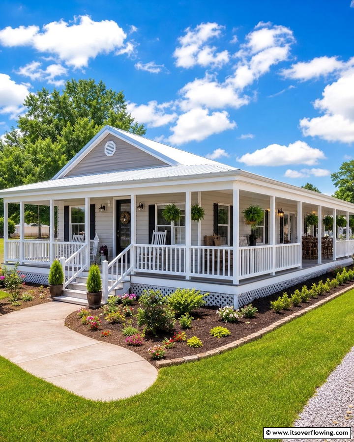 Wrap Around Porch for Expansive Views - 20 Mobile Home Porch Ideas to Boost Curb Appeal