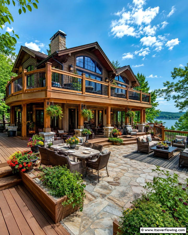 Wraparound Deck and Patio - 25 Deck and Patio Combination Ideas for a Versatile Outdoor Space