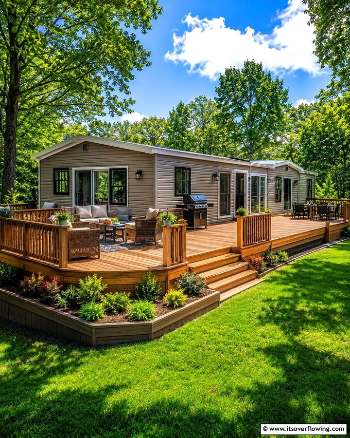 Wraparound Deck - 25 Mobile Home Deck Ideas to Enhance Your Outdoor Living