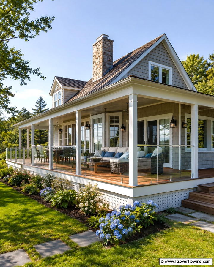 Wraparound Porch for Relaxed Outdoor Living - 25 Modern Cottage House Exterior Ideas for a Charming Look