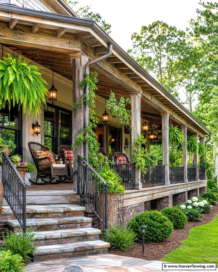 Wraparound Porch with Rustic Charm - 20 Raised Ranch Front Porch Ideas for Curb Appeal