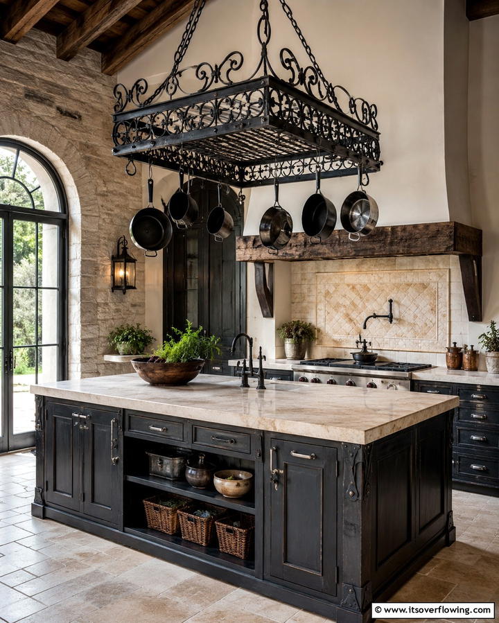 Wrought Iron Accents - 25 French Country Kitchen Ideas for a Charming Look