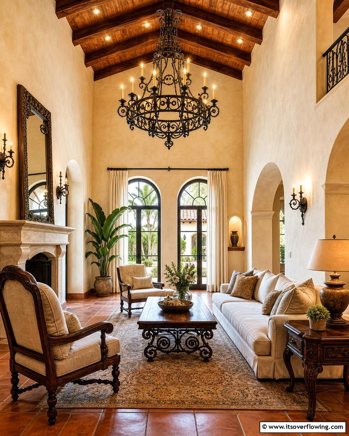 Wrought Iron Accents - 25 Spanish Style Living Room Ideas for Timeless Elegance