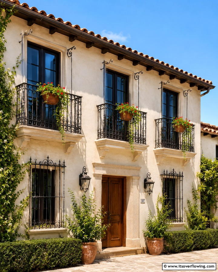 Wrought Iron Balconies - 25 Spanish Style Home Exterior Ideas for Curb Appeal