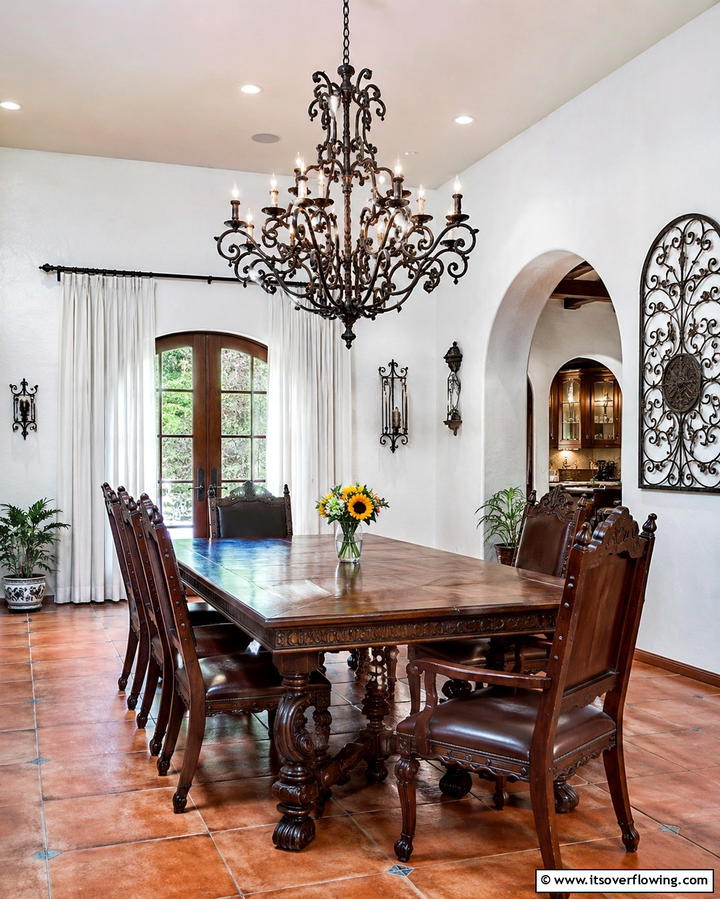 Wrought Iron Chandeliers - 20 Spanish Style Dining Room Ideas for a Chic Look