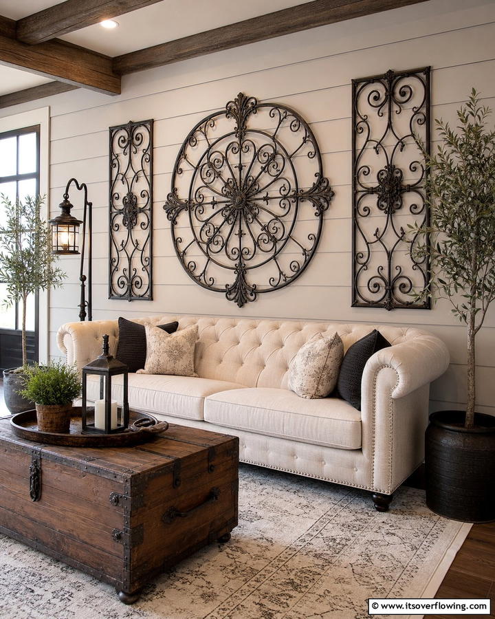 Wrought Iron Decorative Pieces - 21 Farmhouse Wall Decor Ideas for Rustic Charm and Warmth