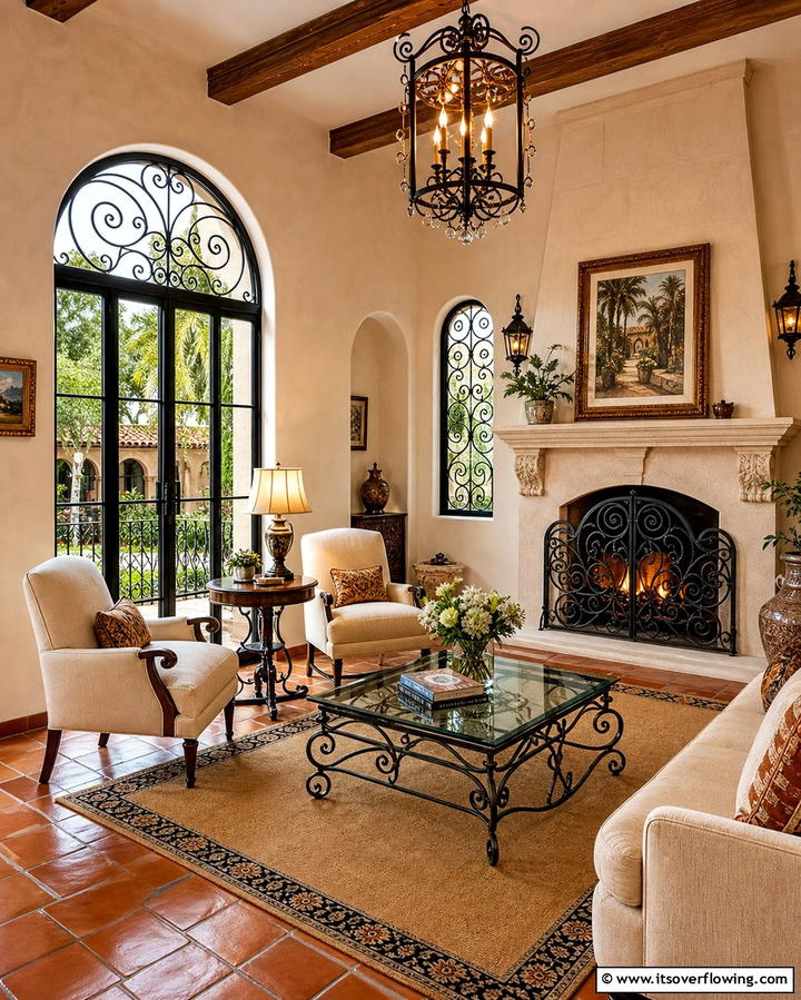 Wrought Iron Detailing - 25 Spanish Style Living Room Ideas for Timeless Elegance