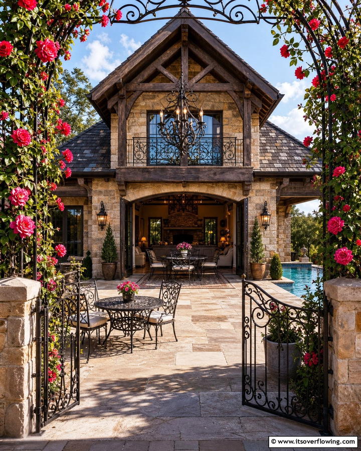 Wrought Iron Details - 20 Rustic Pool House Ideas for a Charming Retreat