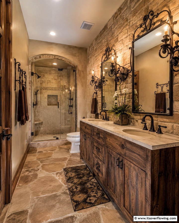 Wrought Iron Details - 20 Western Bathroom Ideas for a Rustic and Relaxing Retreat