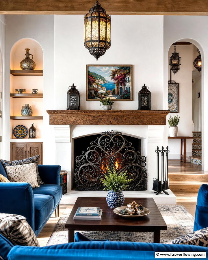 Wrought Iron Details - 20 Mediterranean Fireplace Ideas for a Warm Ambiance