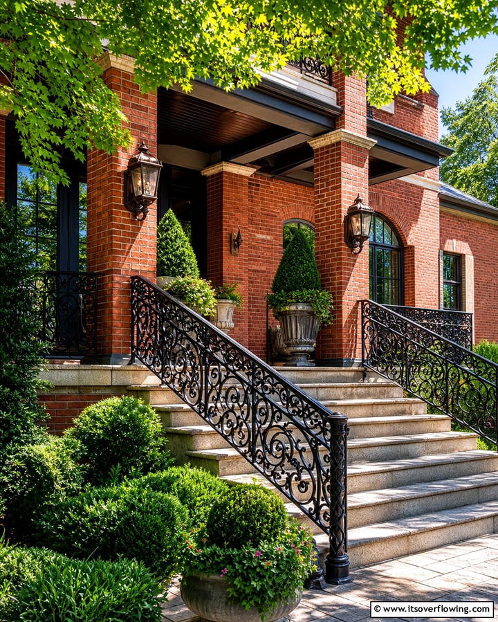 Wrought Iron Elegance - 25 Front Porch Railing Ideas to Enhance Curb Appeal
