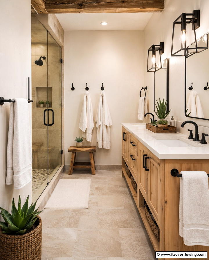 Wrought Iron Fixtures - 25 Rustic Bathroom Ideas for a Cozy Feel