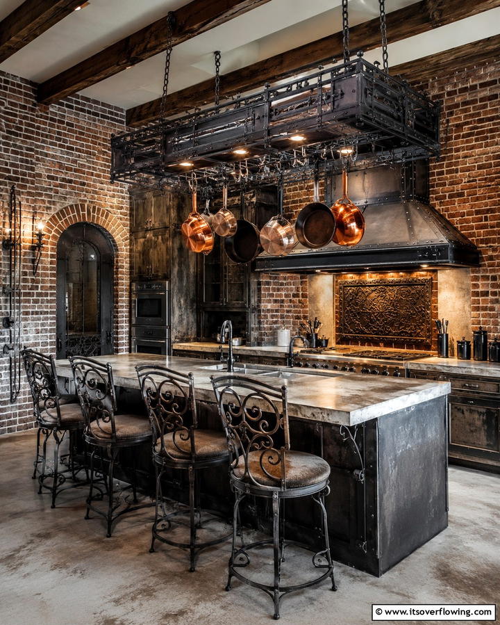 Wrought Iron Fixtures - 30 Gothic Kitchen Ideas for Dramatic Dark Aesthetic Spaces