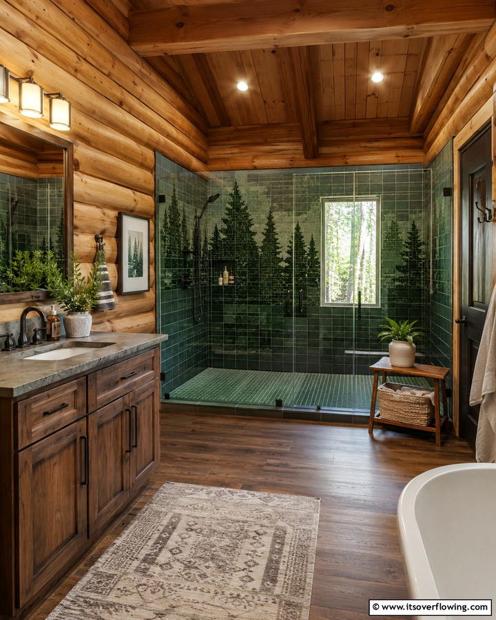 Wrought Iron Fixtures - 25 Log Cabin Bathroom Ideas for a Rustic and Relaxing Retreat