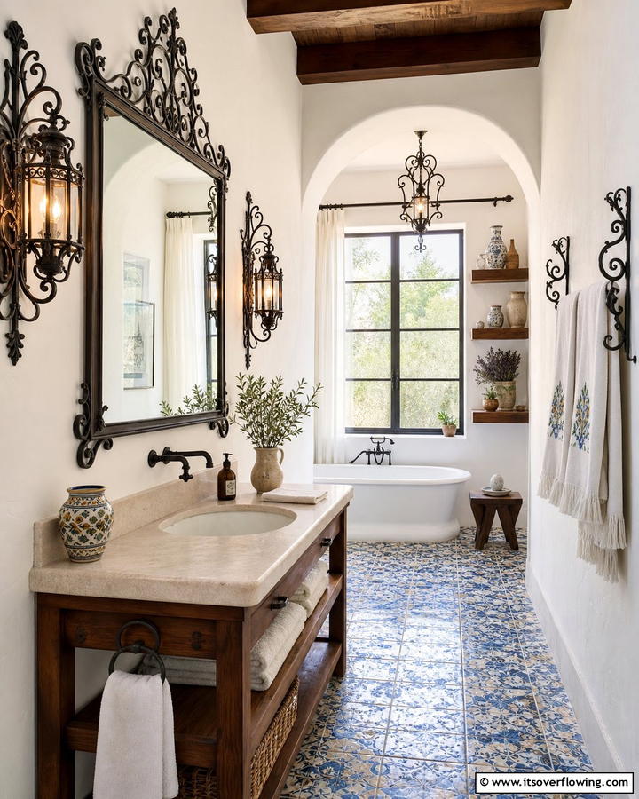 Wrought Iron FixturesOne - 20 Mediterranean Bathroom Ideas for a Relaxing Retreat
