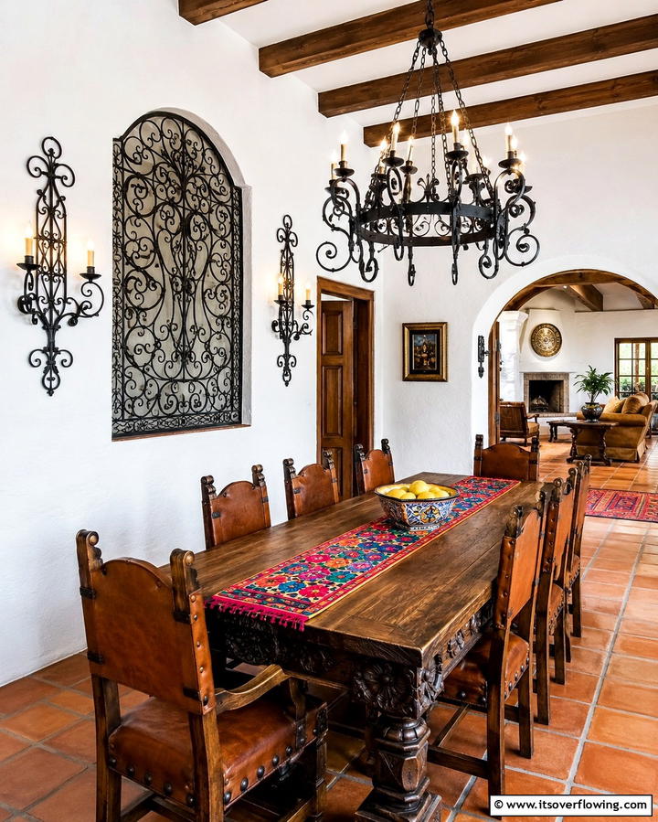 Wrought Iron Wall Decor - 20 Spanish Style Dining Room Ideas for a Chic Look