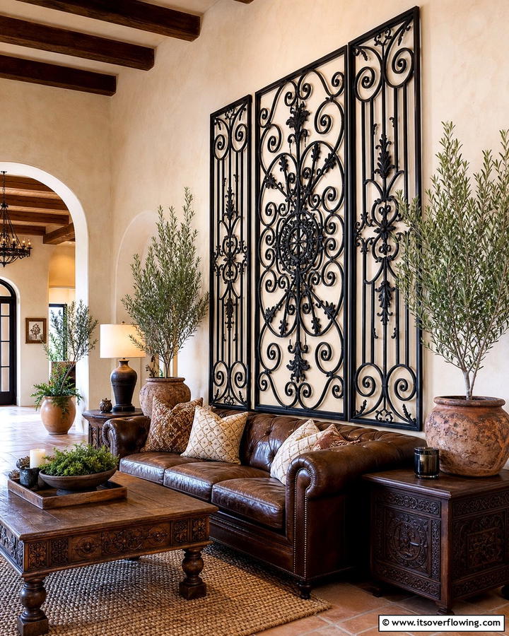 Wrought Iron Wall Grilles - 20 Rustic Wall Decor Ideas for a Cozy and Charming Home