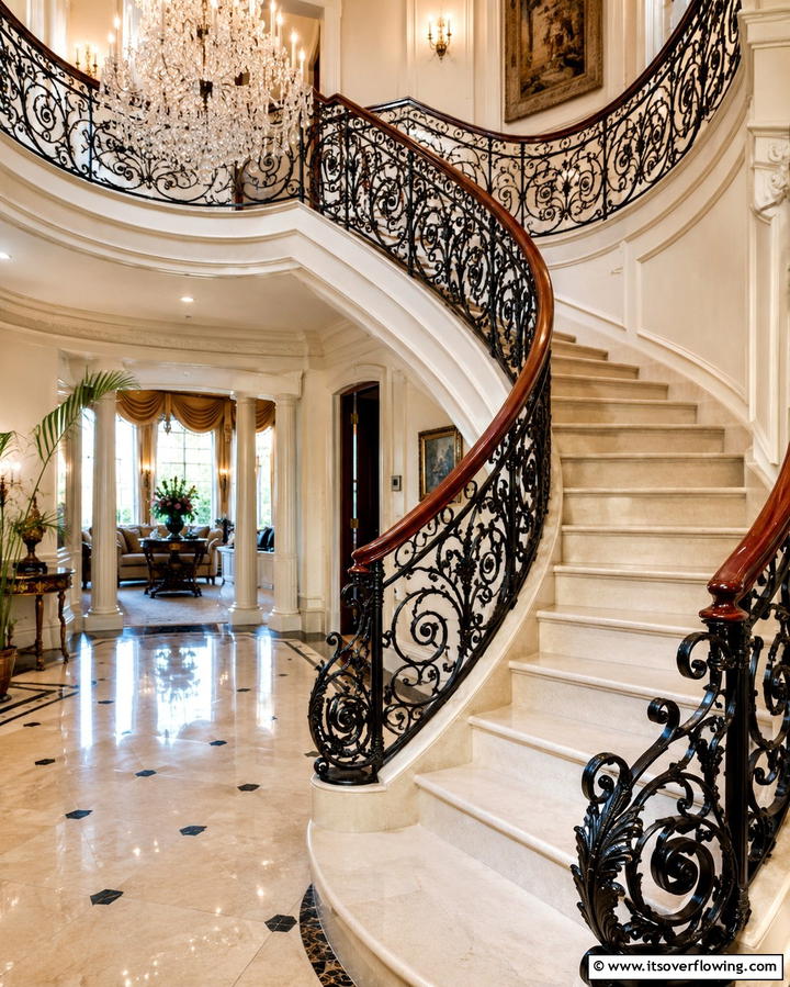 Wrought Iron with Ornate Detailing - 25 Stair Railing Ideas for Modern and Traditional Homes