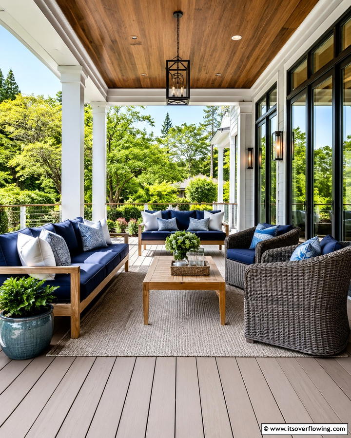 Year Round Comfort with Weather Resistant Furniture - 25 Front Porch Deck Ideas for a Stunning Entryway