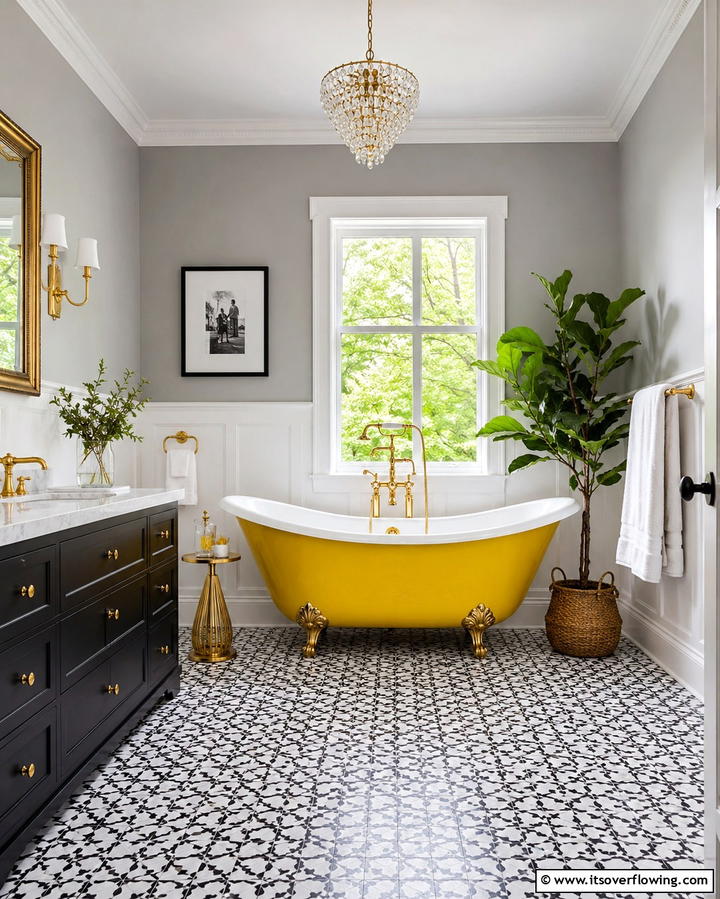 Yellow Bathtub - 30 Cheerful Yellow Bathroom Decor Ideas for 2024