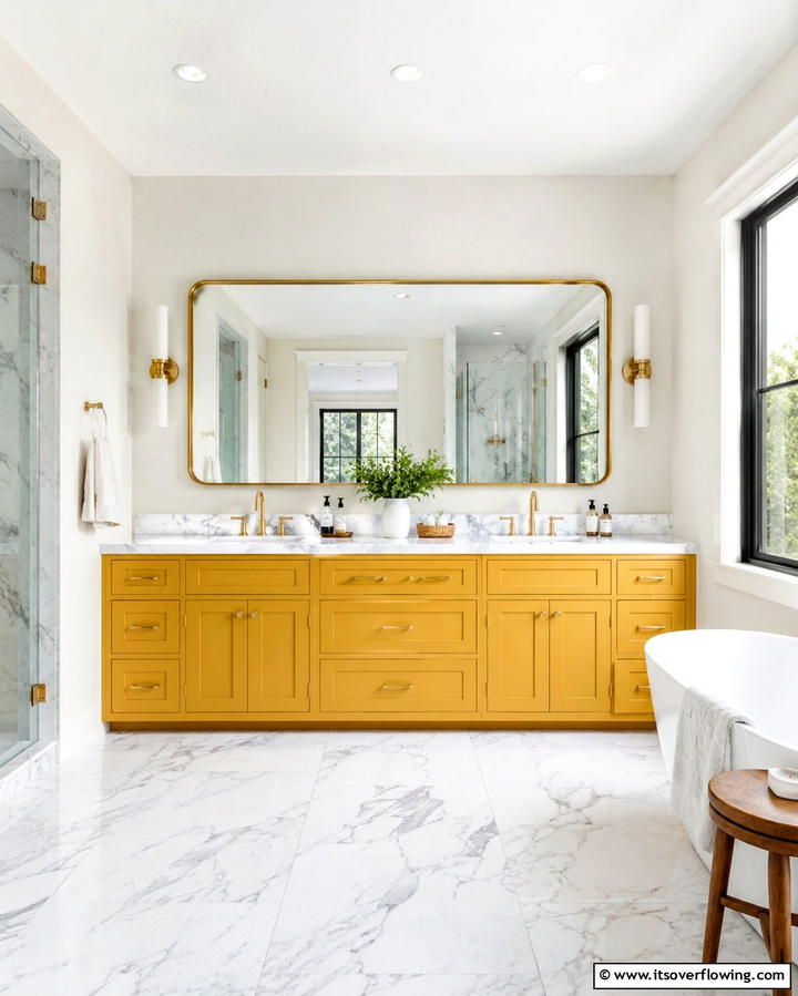 Yellow Cabinetry - 30 Cheerful Yellow Bathroom Decor Ideas for 2024