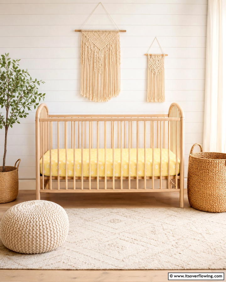 Yellow Ceiling with Cloud Motifs - 25 Yellow Nursery Ideas for a Cheerful Baby Room