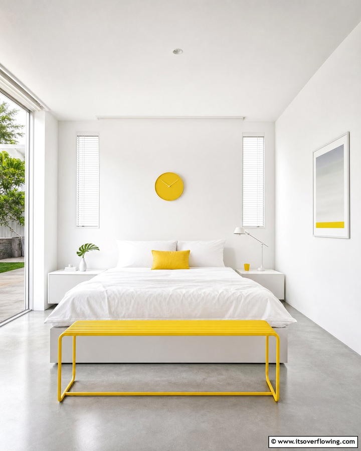 Yellow Chic Minimalist Setup - 30 Yellow Bedroom Ideas to Brighten Your Sleep Space