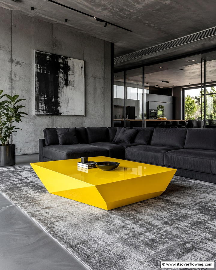Yellow Coffee Table for a Unique Centerpiece - 25 Yellow Living Room Ideas to Brighten Your Home