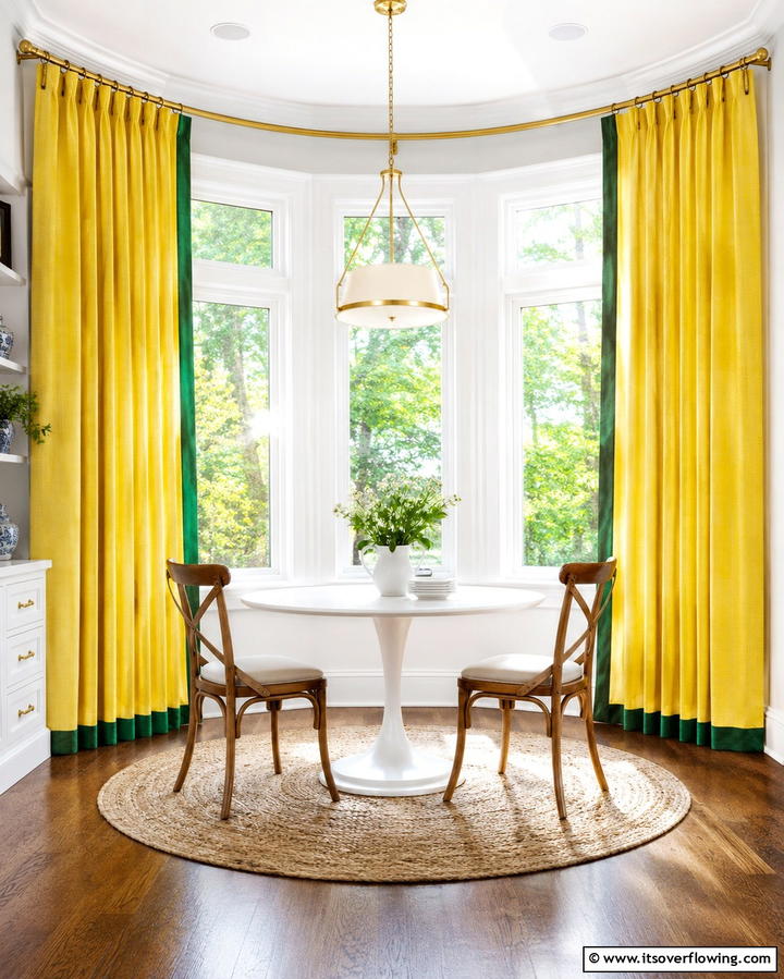 Yellow Curtains with Green Trim - 25 Green and Yellow Kitchen Ideas for Freshness