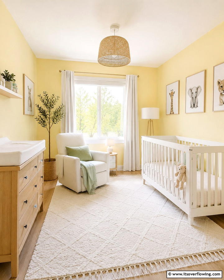 Yellow Floral Wallpaper - 25 Yellow Nursery Ideas for a Cheerful Baby Room