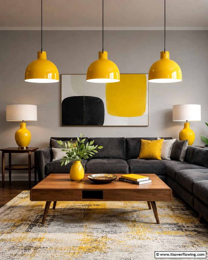 Yellow Lighting Fixtures - 25 Yellow Living Room Ideas to Brighten Your Home