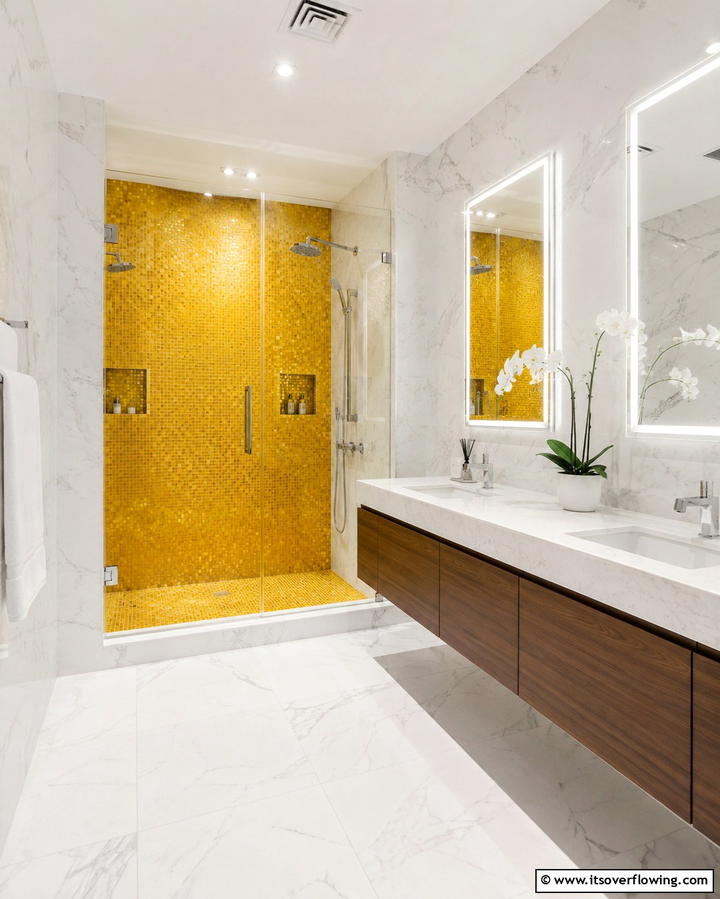 Yellow Mosaic Tiles - 30 Cheerful Yellow Bathroom Decor Ideas for 2024