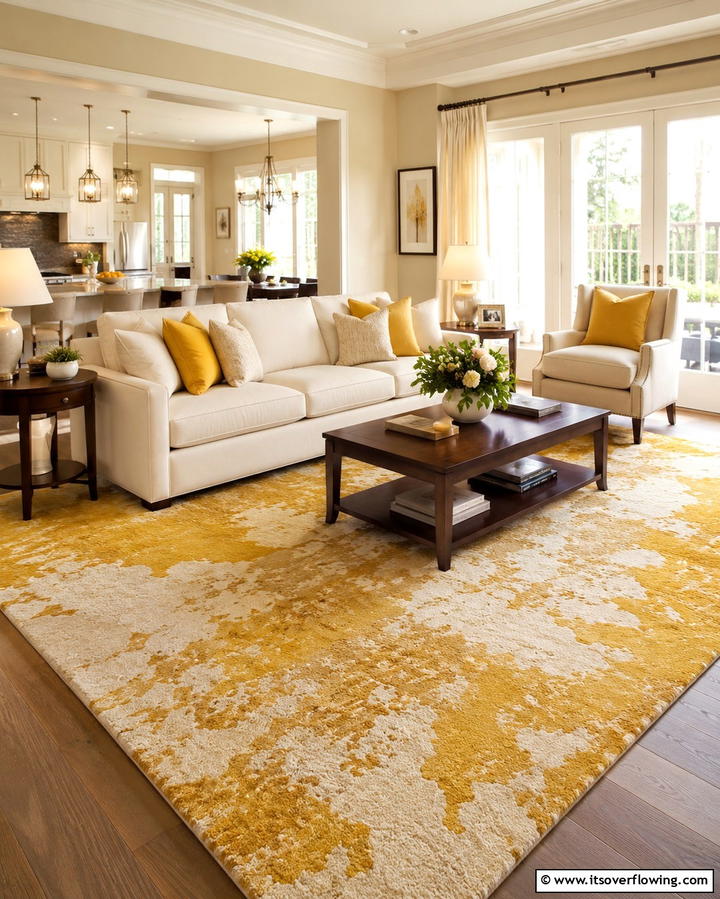 Yellow Rugs for a Cozy Foundation - 25 Yellow Living Room Ideas to Brighten Your Home