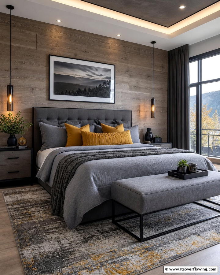 Yellow Throw Pillows on Grey Bedding - 25 Yellow and Grey Bedroom Ideas for a Chic Look
