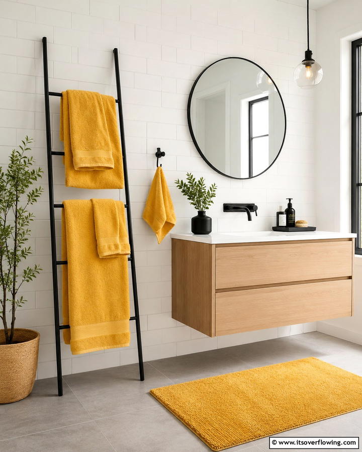 Yellow Towel Set - 30 Cheerful Yellow Bathroom Decor Ideas for 2024