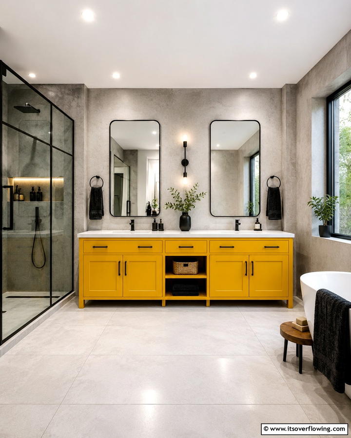 Yellow Vanity Units - 30 Cheerful Yellow Bathroom Decor Ideas for 2024