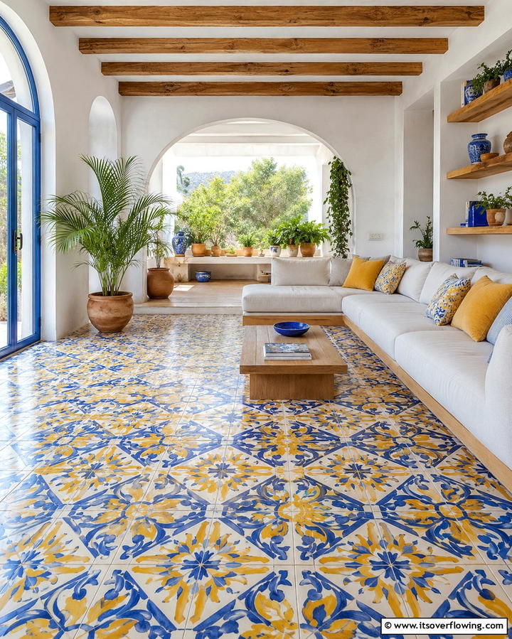 Yellow and Blue Floor Tiles - 25 Yellow and Blue Living Room Ideas for a Fresh Look