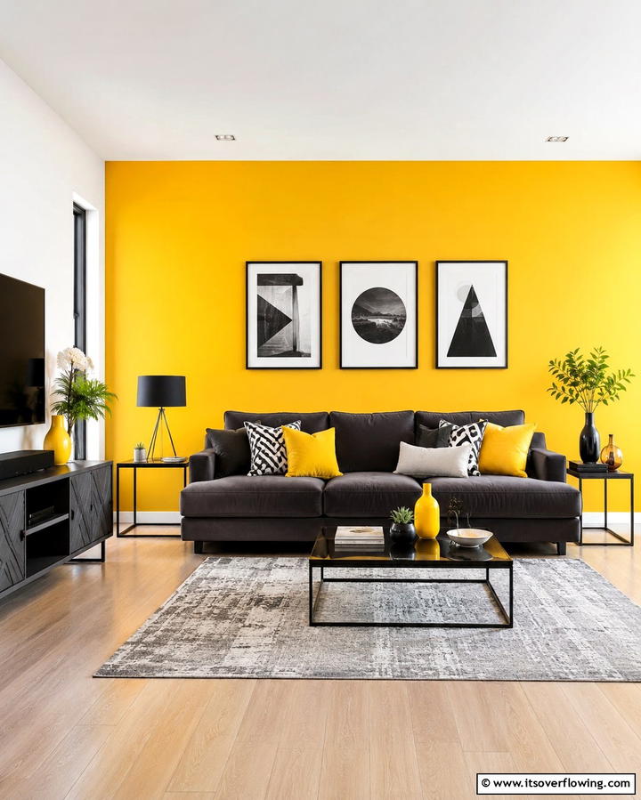 Yellow and Gray Color Scheme for Balance - 25 Yellow Living Room Ideas to Brighten Your Home