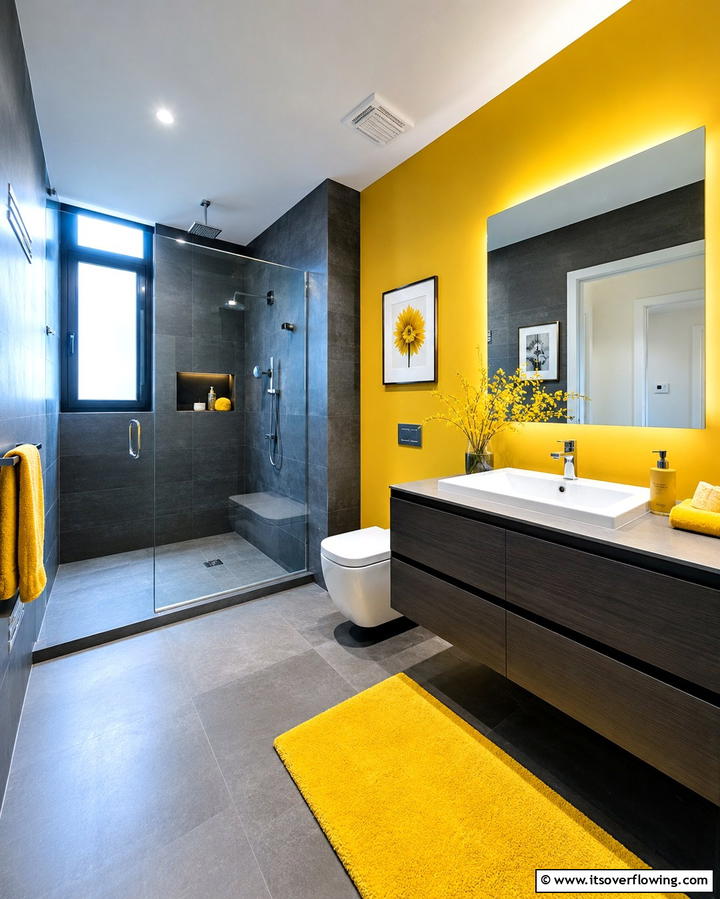 Yellow and Gray Combination - 30 Cheerful Yellow Bathroom Decor Ideas for 2024